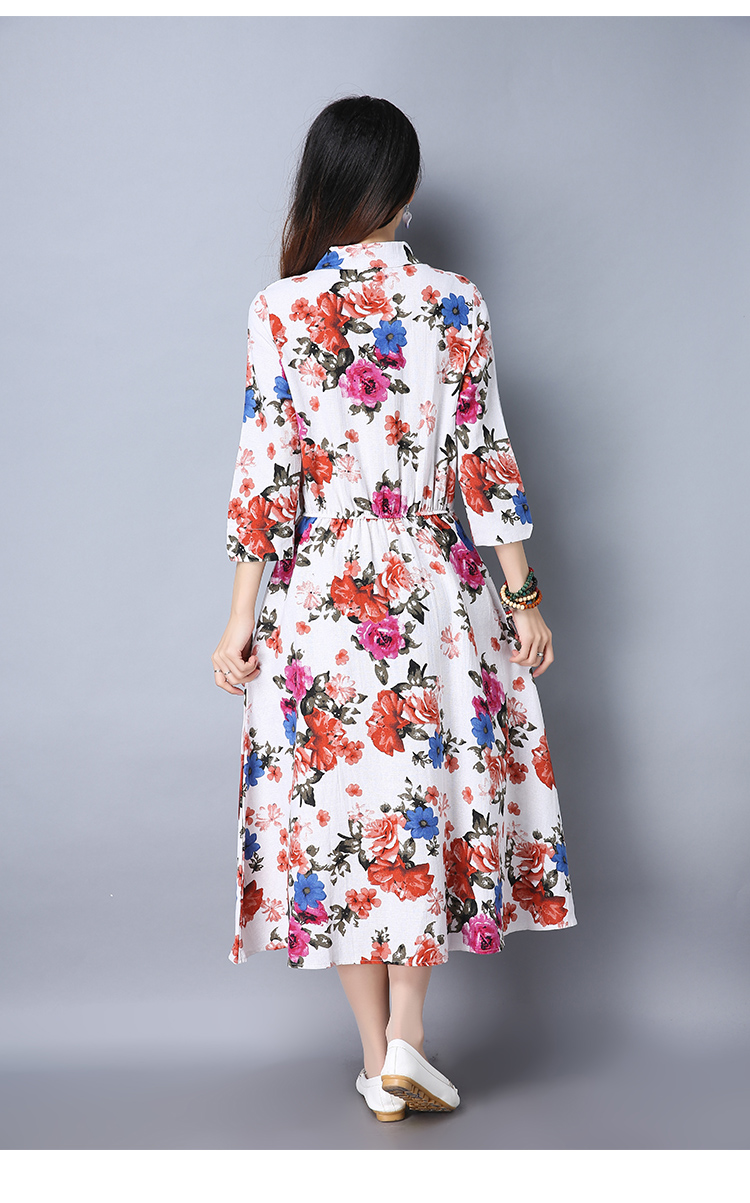 WD7496 Elegant Floral Dress White