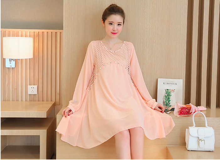 WD7497 Fashion Maternity Dress Pink