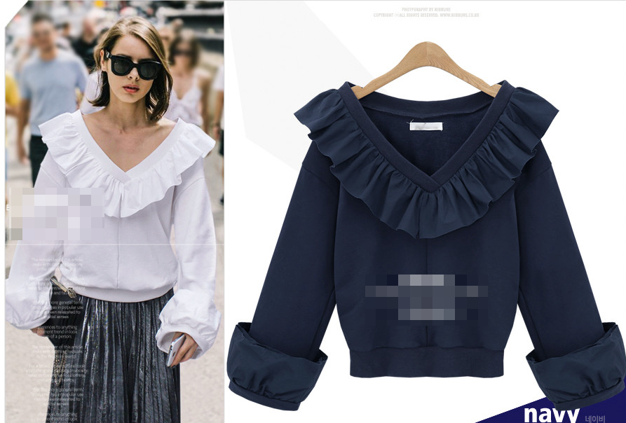 WT7504 Europe Fashion Top Dark Blue