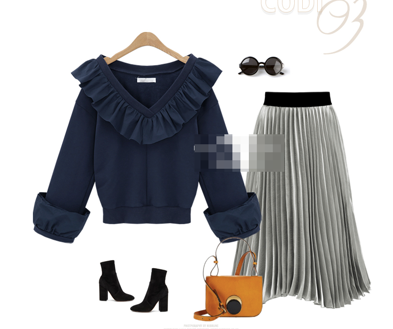 WT7504 Europe Fashion Top Dark Blue