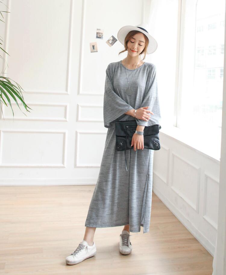 WD7516 Korea Fashion Dress Grey