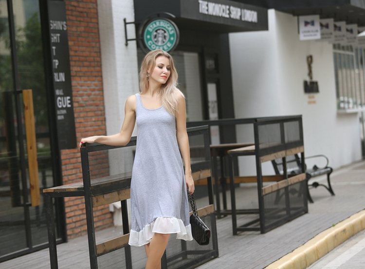 WD7521 Pretty Sleevesless Dress Grey