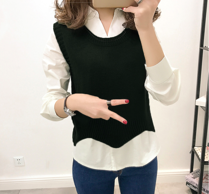 WT3808 Fashion Two Pieces Top Black (1 Set)