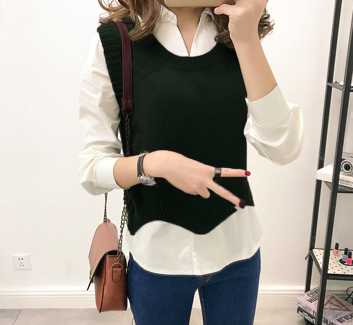 WT3808 Fashion Two Pieces Top Black (1 Set)