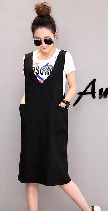 WD7568 Stylish Denim Dress Black