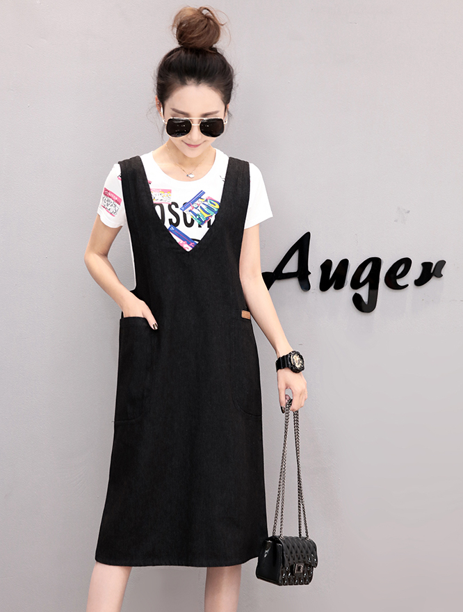 WD7568 Stylish Denim Dress Black