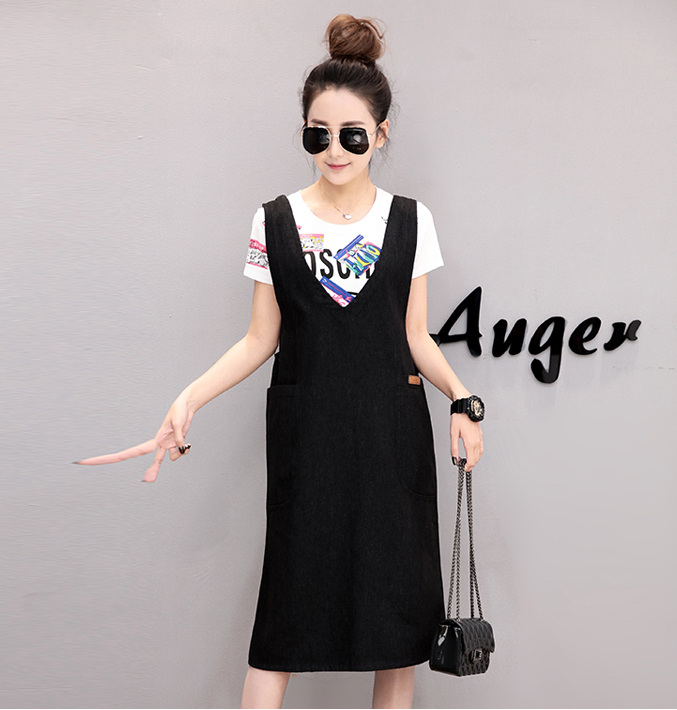 WD7568 Stylish Denim Dress Black