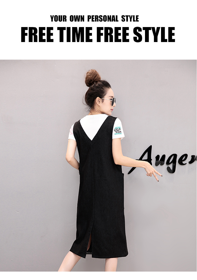 WD7568 Stylish Denim Dress Black