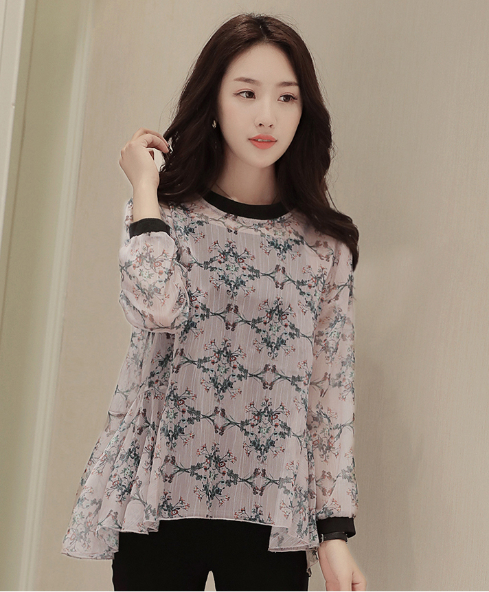 WT7584 Two Pieces Chiffon Top Grey