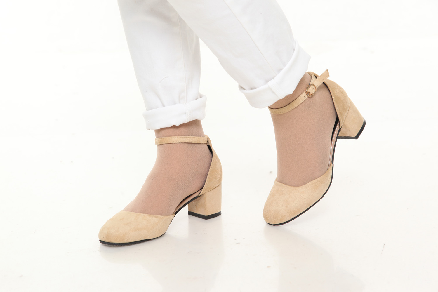 HA023 Clog Heels Beige