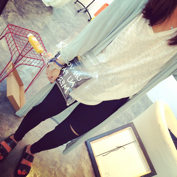 HA030 2-in-1 Transparent Clutch Beige