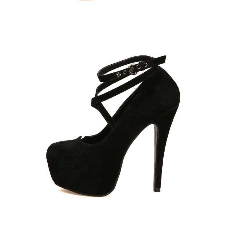 HA034 Cross Ankle Heels Black
