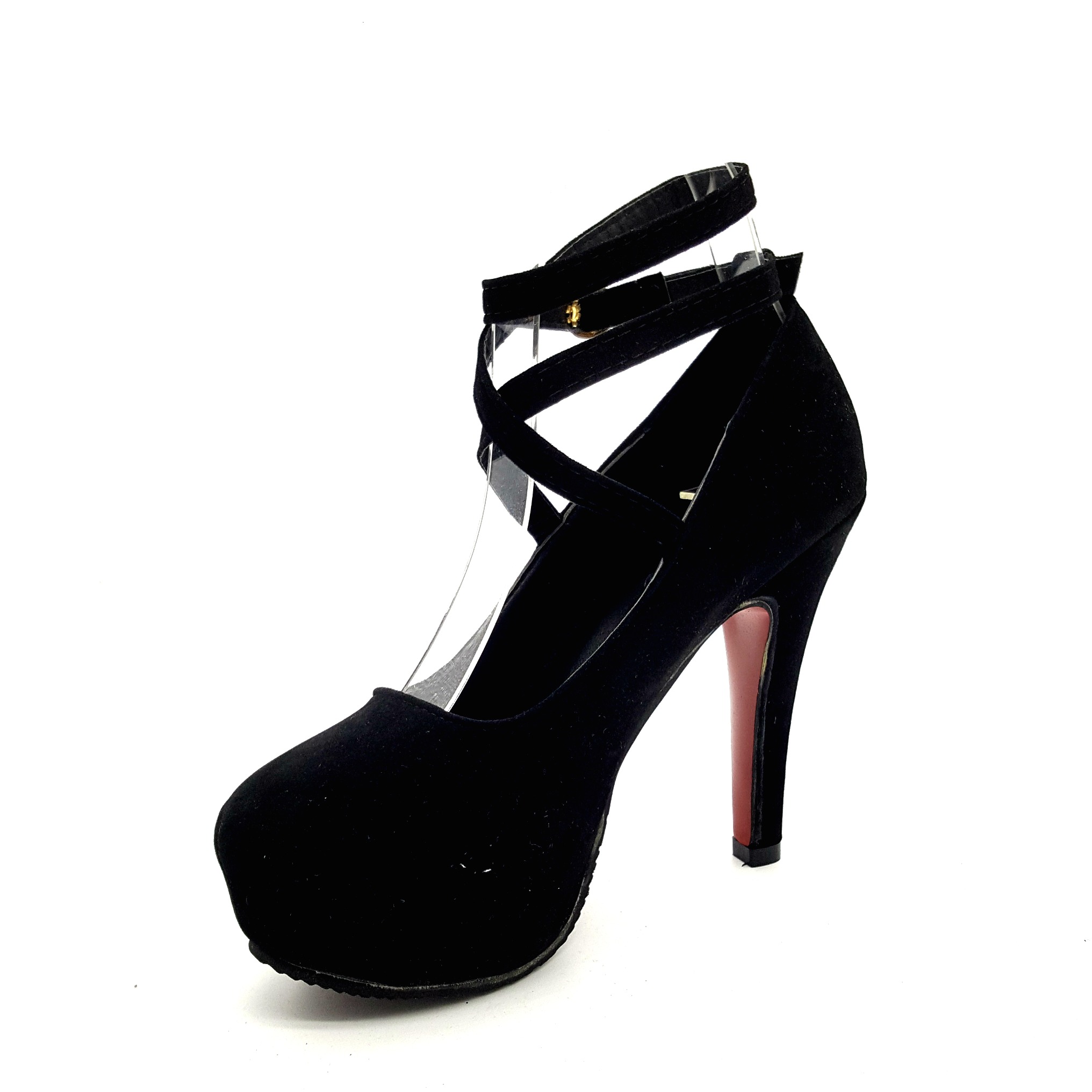 HA034 Cross Ankle Heels Black