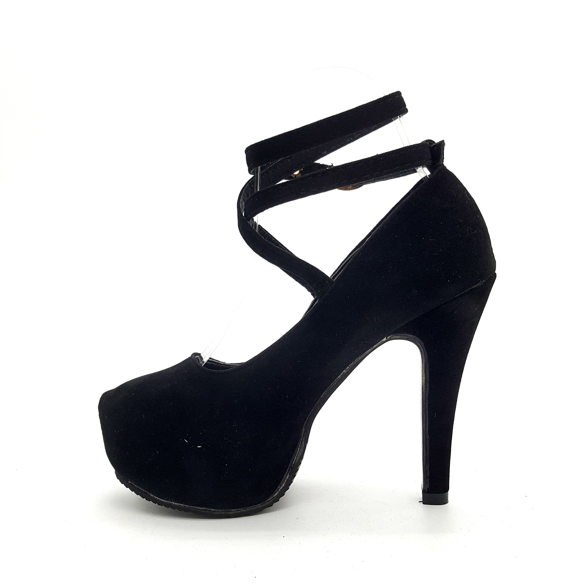 HA034 Cross Ankle Heels Black