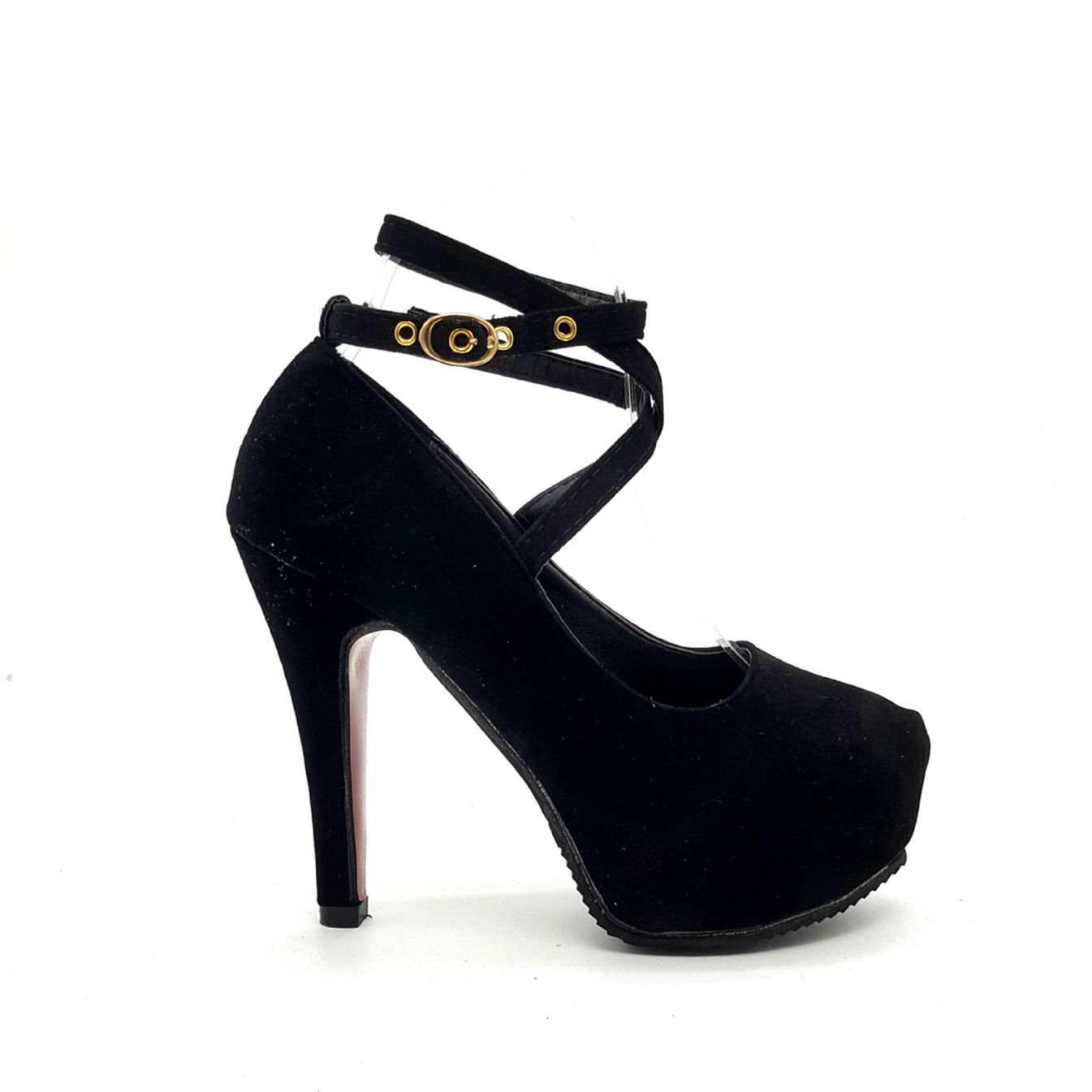 HA034 Cross Ankle Heels Black