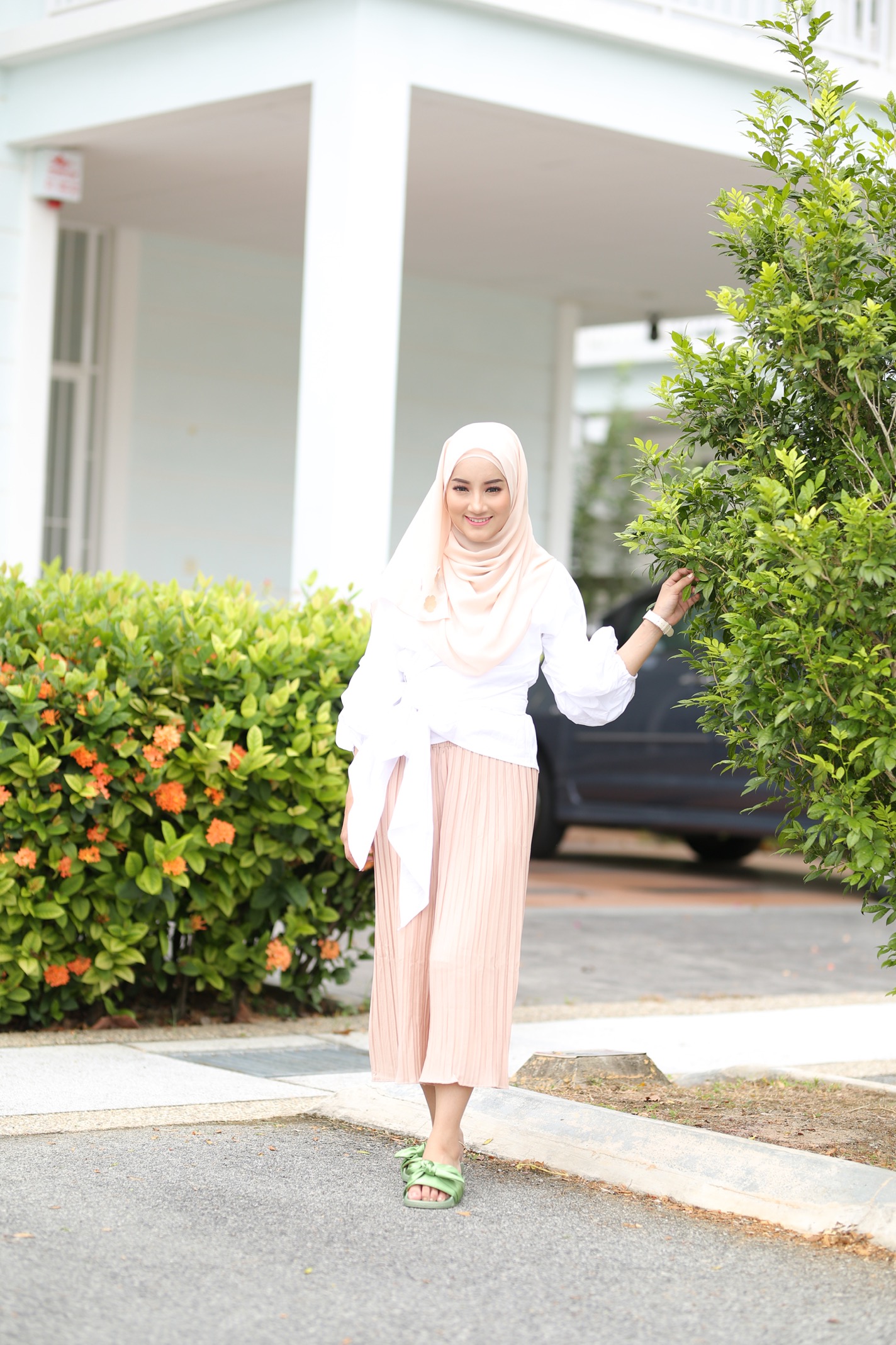 HA055 Ribbon Sandals Green