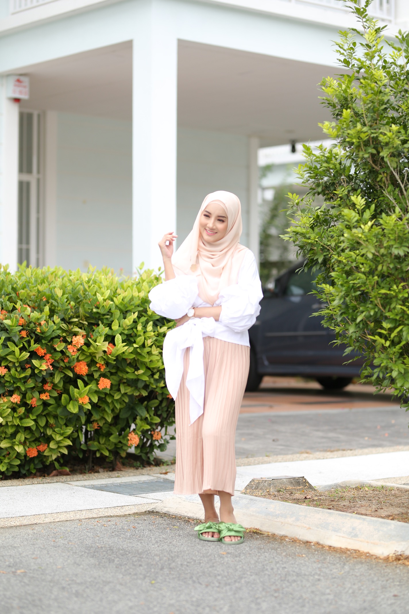 HA055 Ribbon Sandals Green