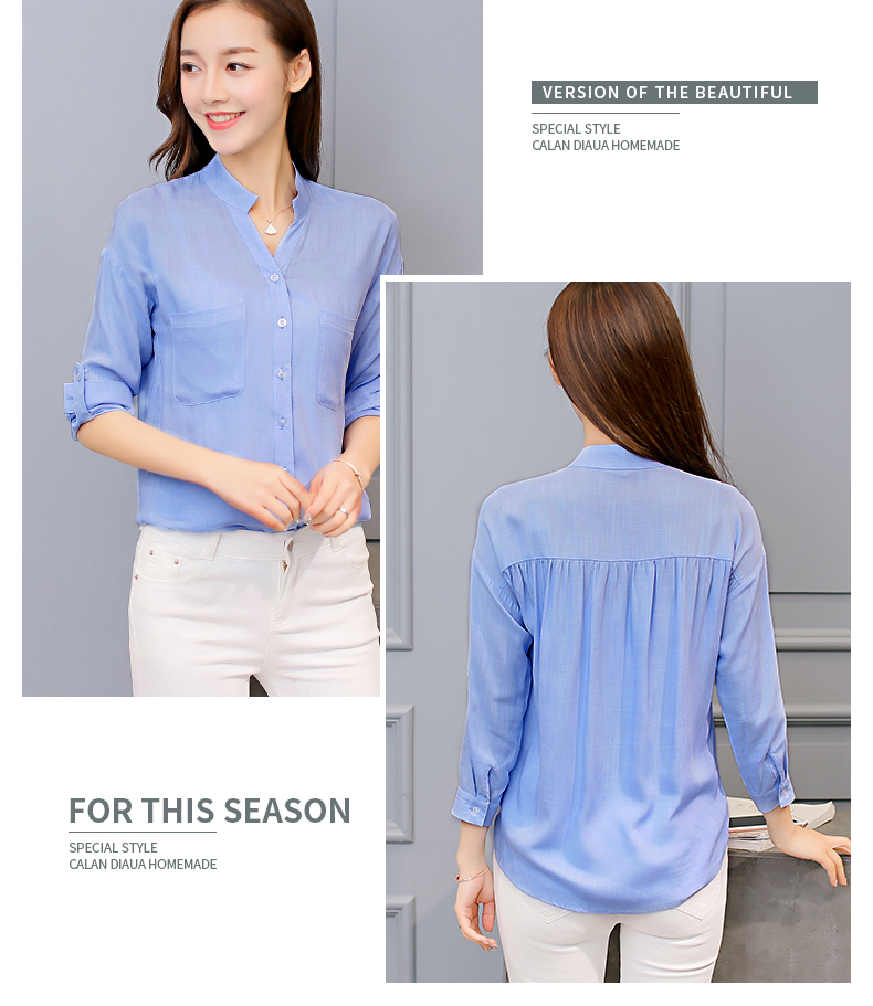 WT3827 Fashion OL Top Light Blue
