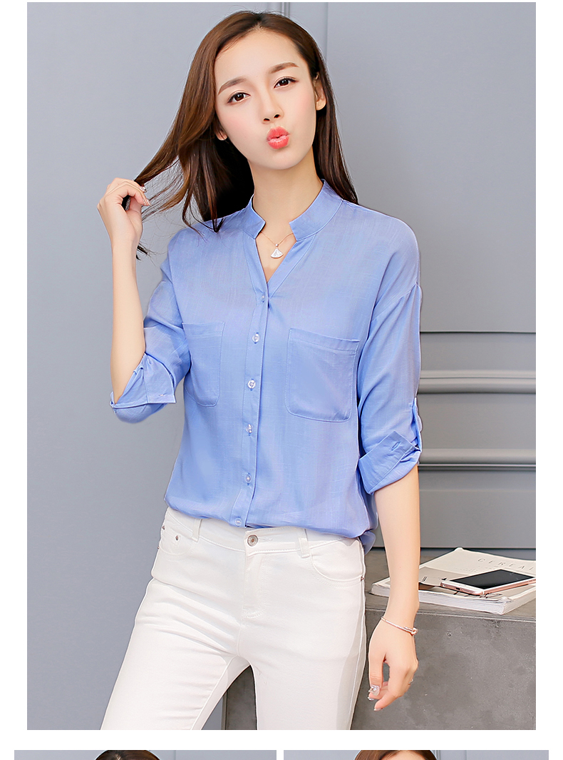 WT3827 Fashion OL Top Light Blue