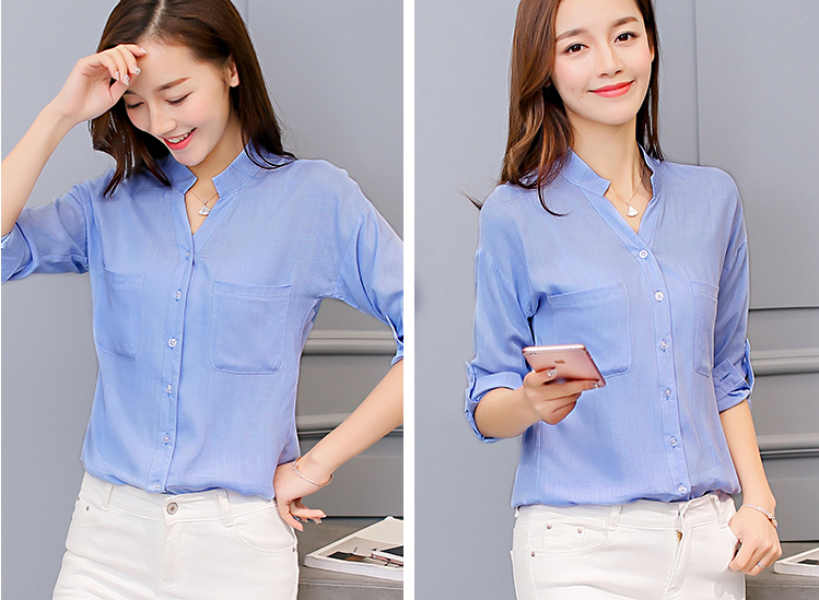 WT3827 Fashion OL Top Light Blue