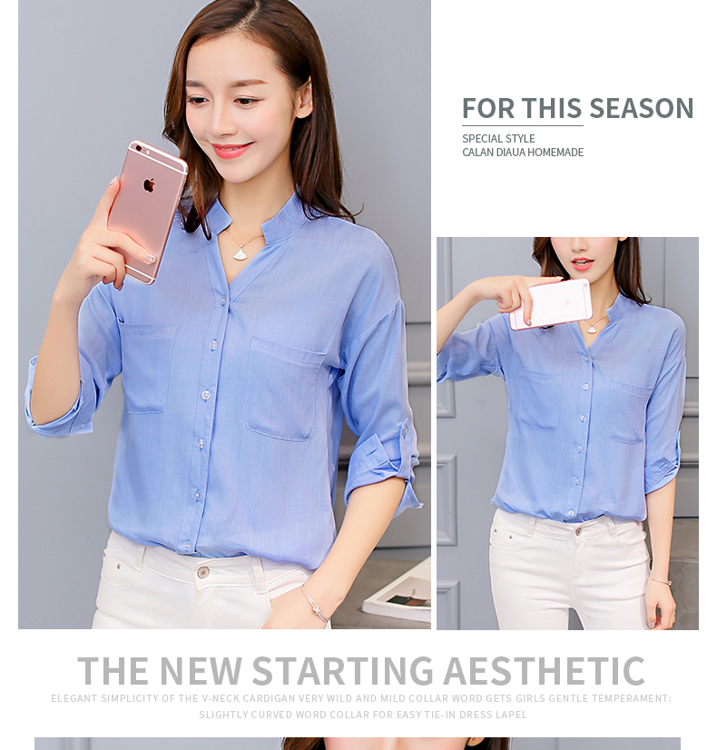 WT3827 Fashion OL Top Light Blue