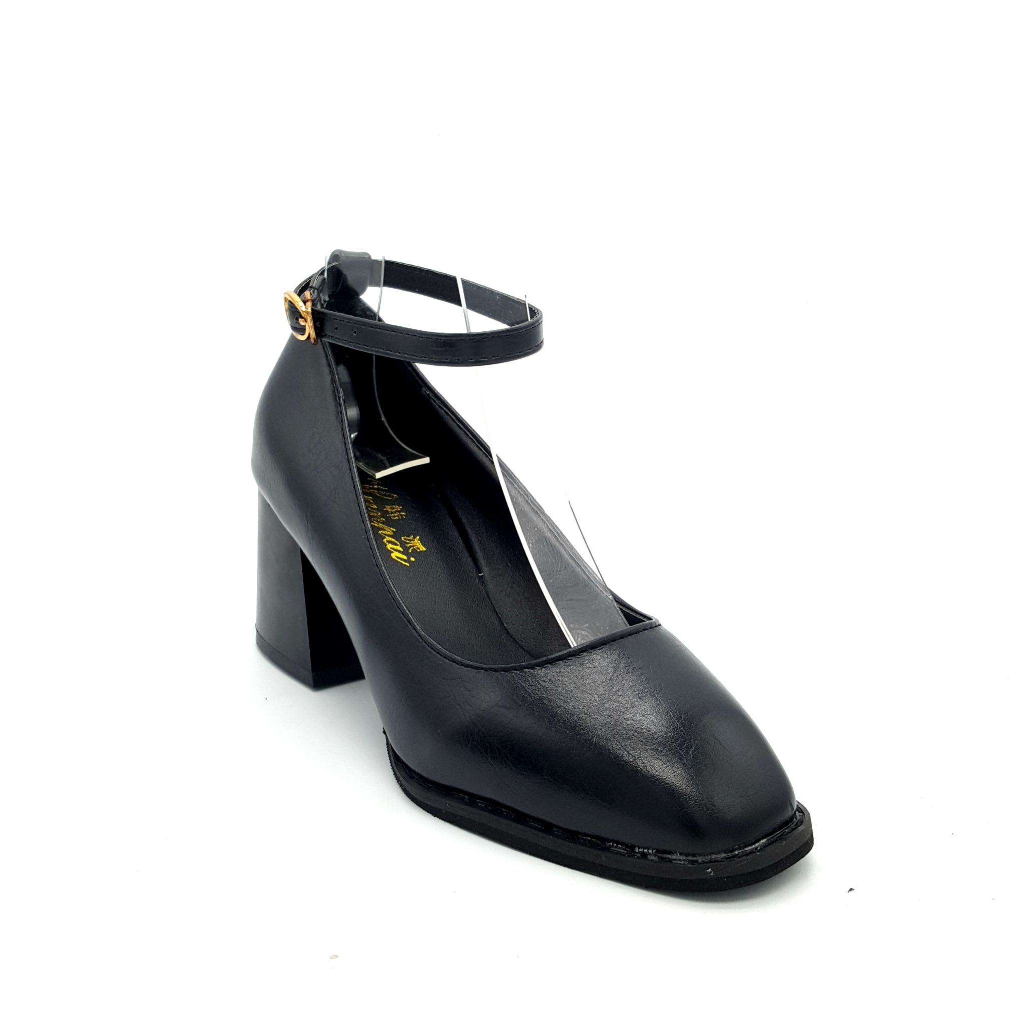 HA049 Carved Mid Heels Black