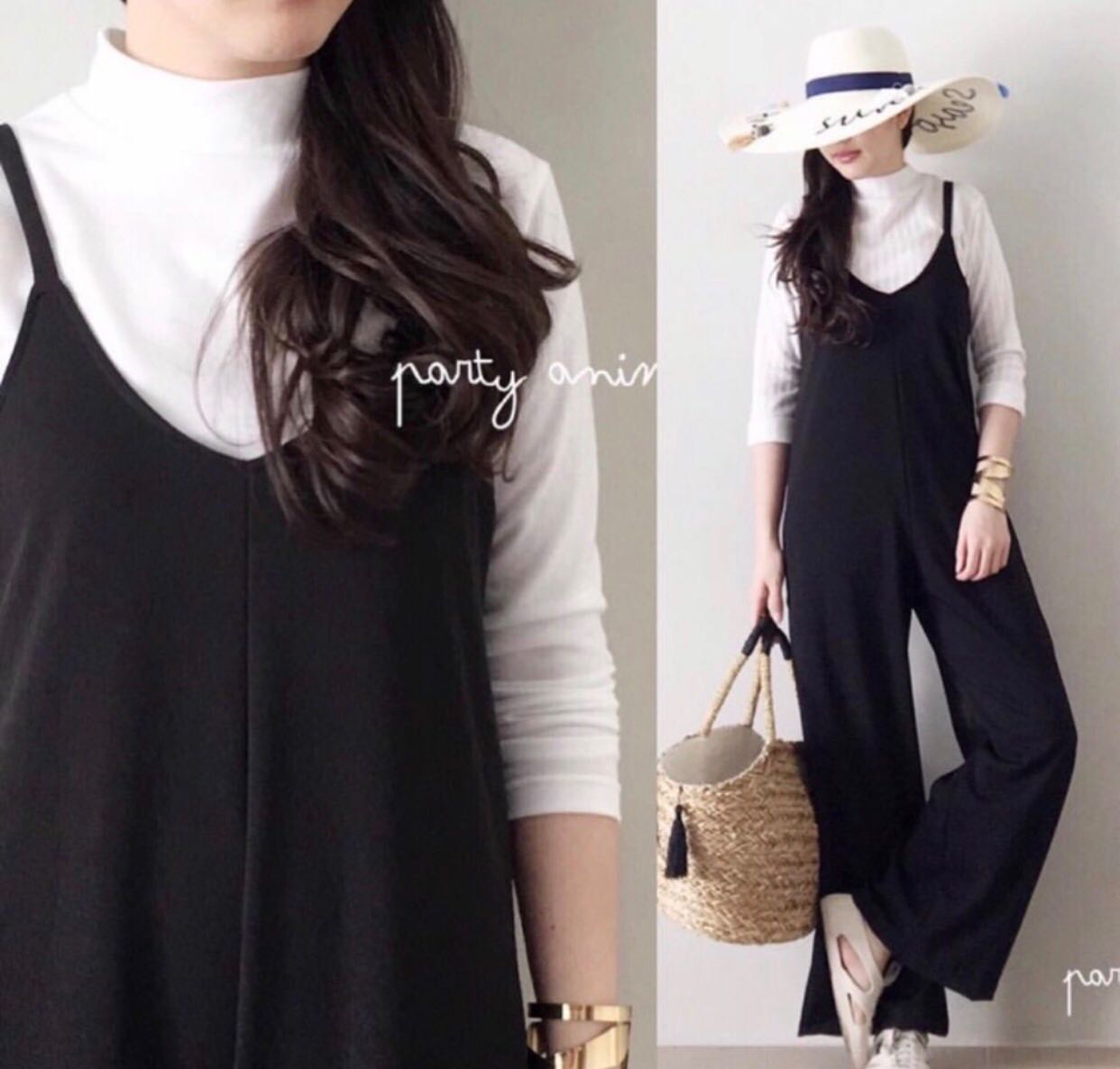 JW5008 Slit Jumpsuit & Top Set Black