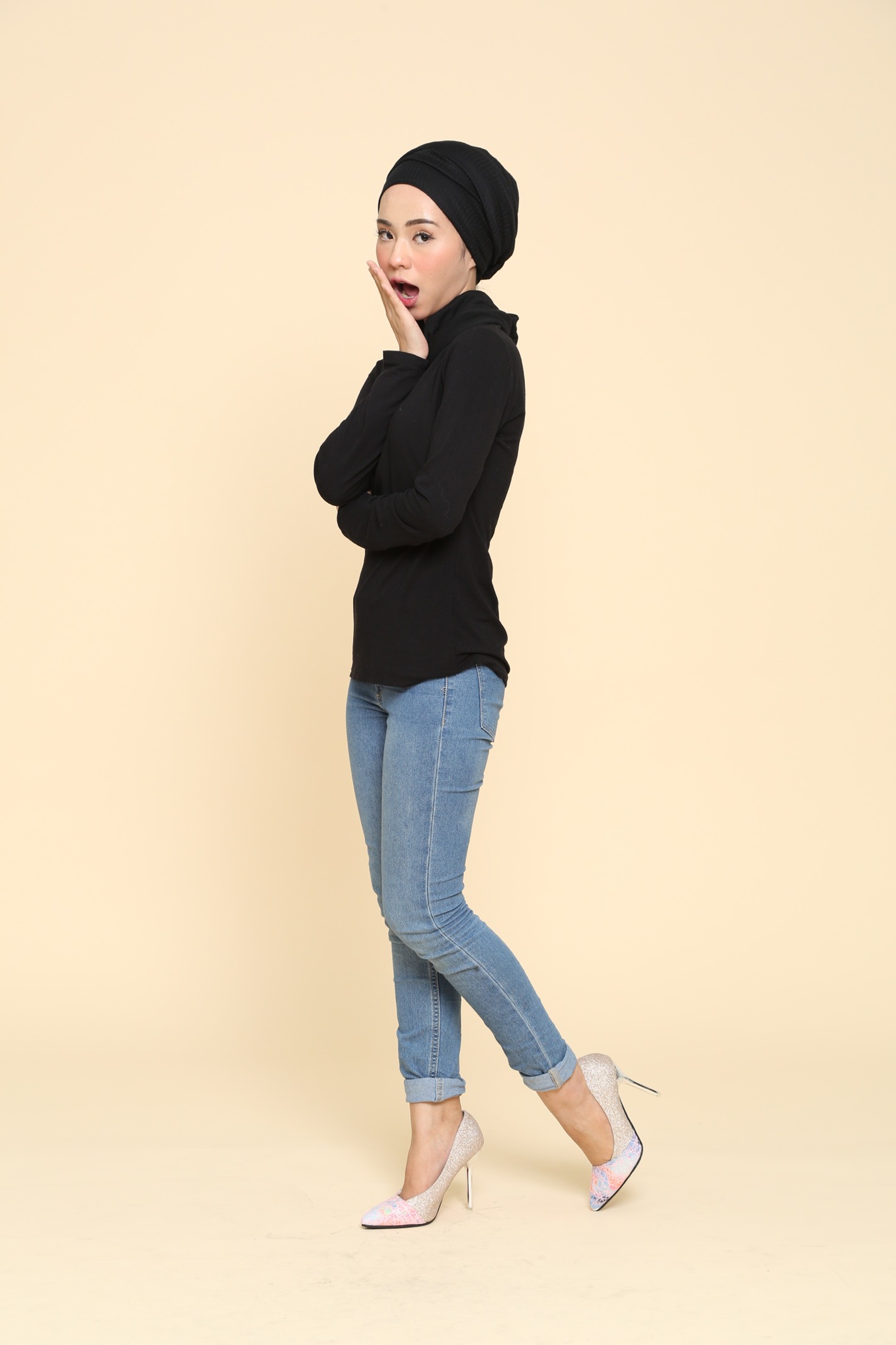 HA035 Glitter Scarpin Heels Gold