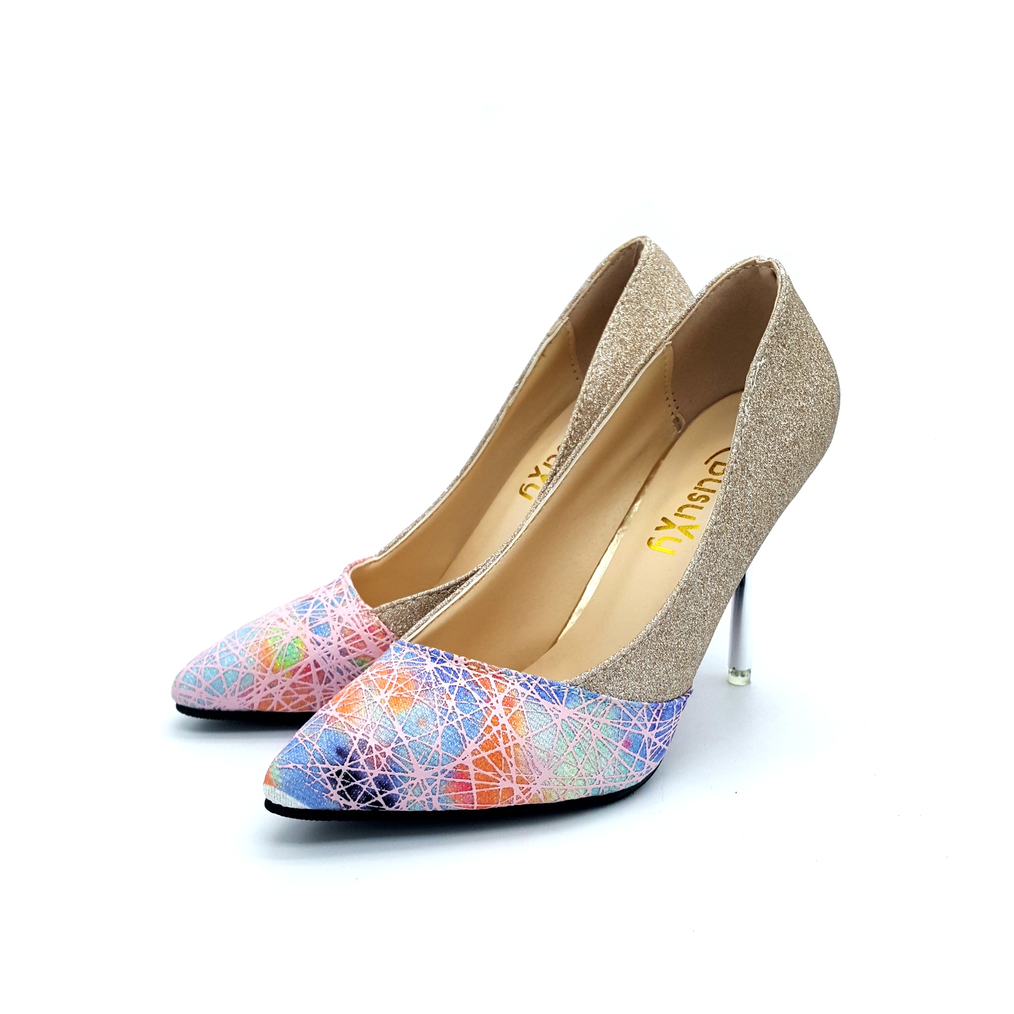 HA035 Glitter Scarpin Heels Gold