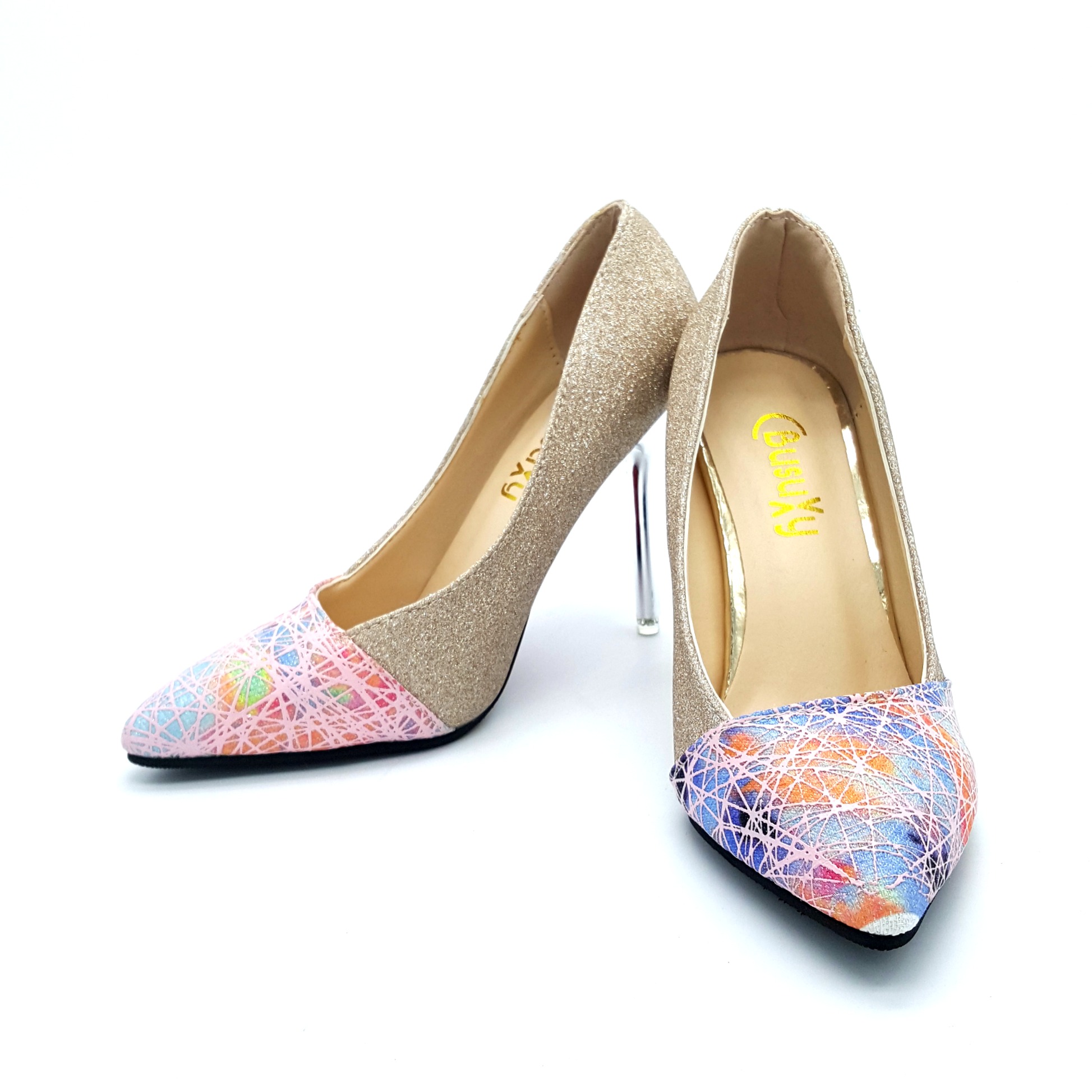 HA035 Glitter Scarpin Heels Gold