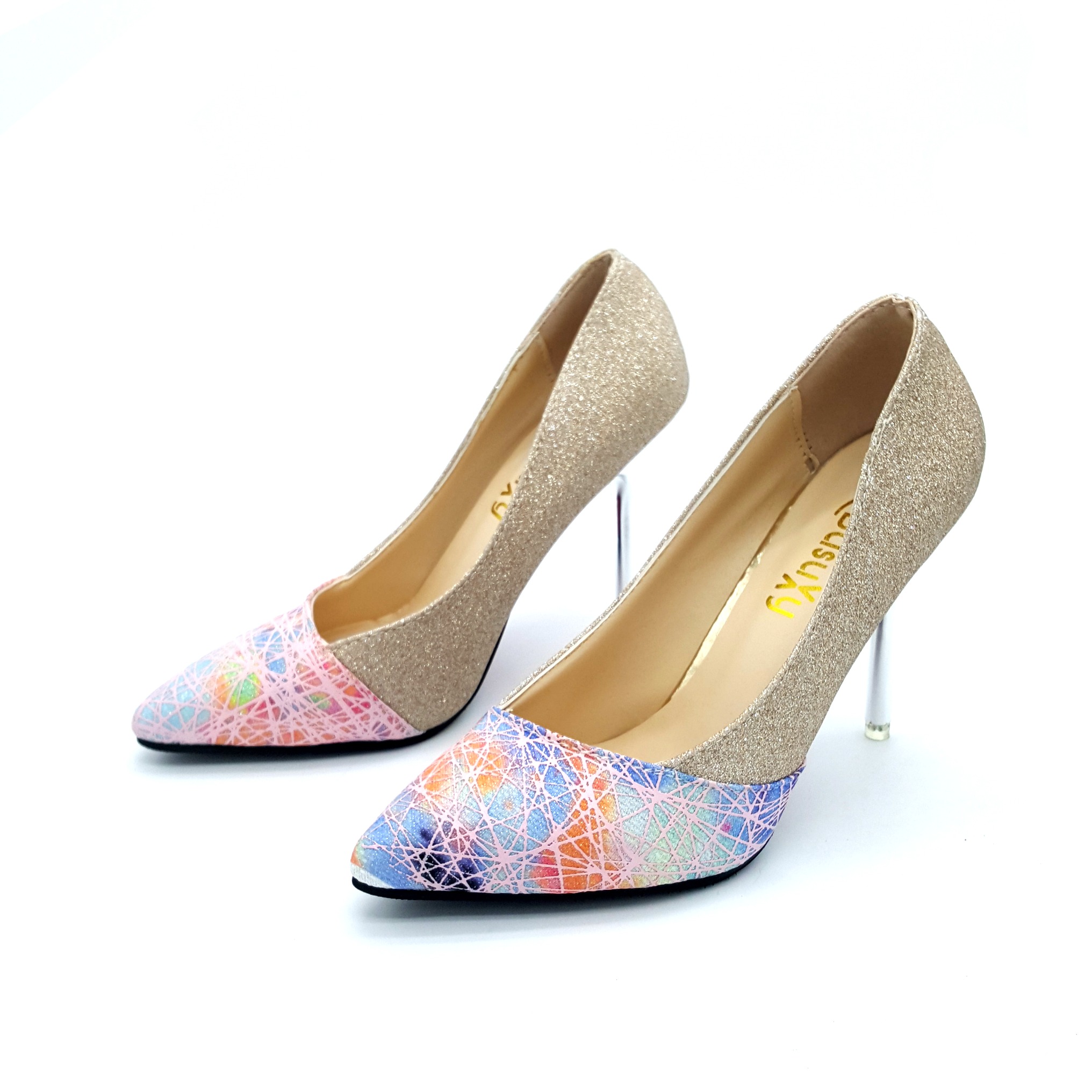 HA035 Glitter Scarpin Heels Gold