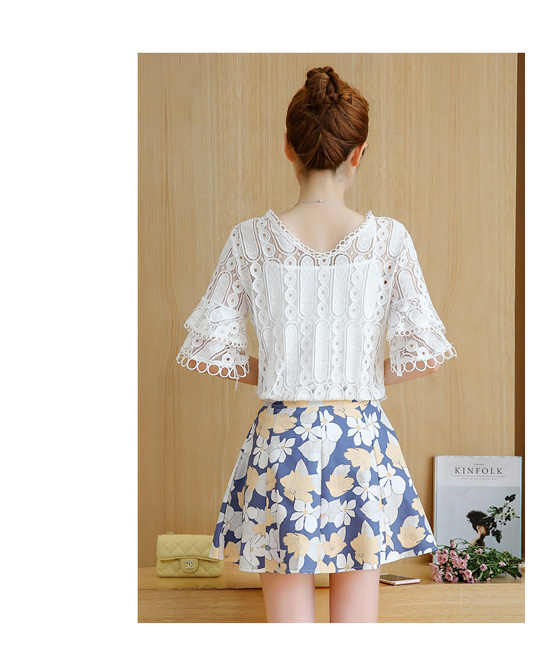 WT3848 Pretty Top and Skirt Set As Picture