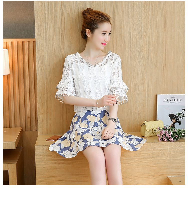 WT3848 Pretty Top and Skirt Set As Picture