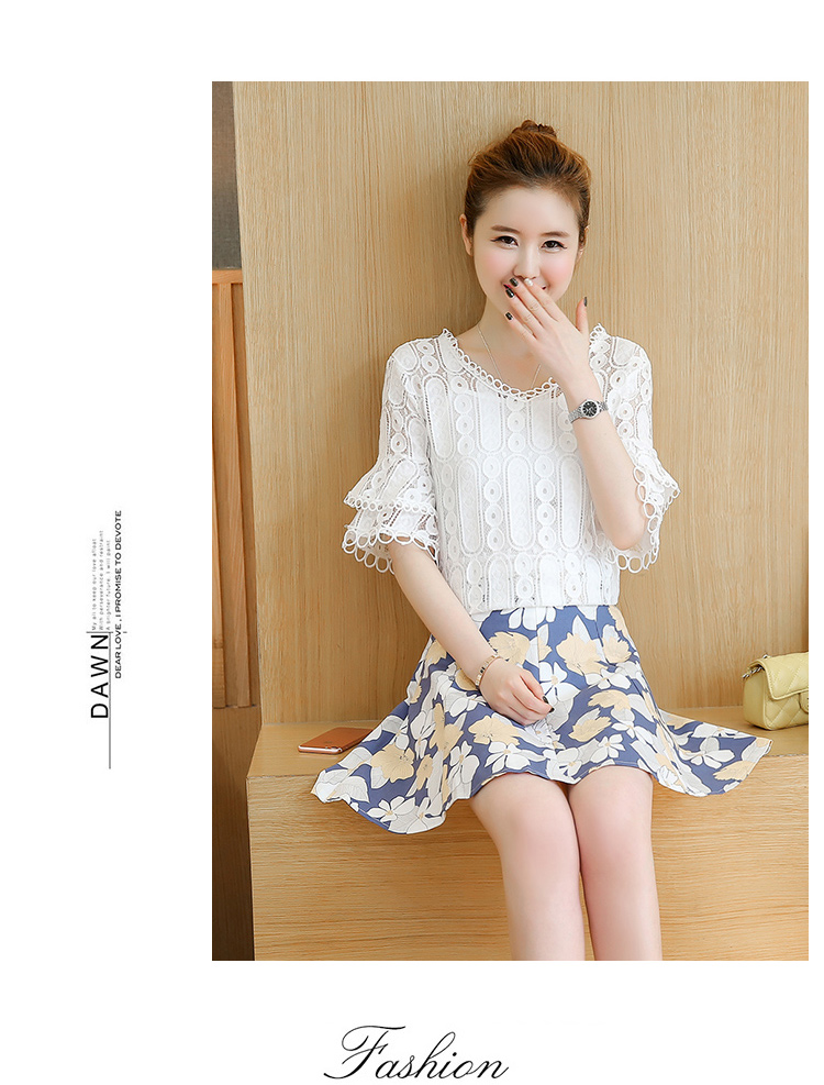WT3848 Pretty Top and Skirt Set As Picture