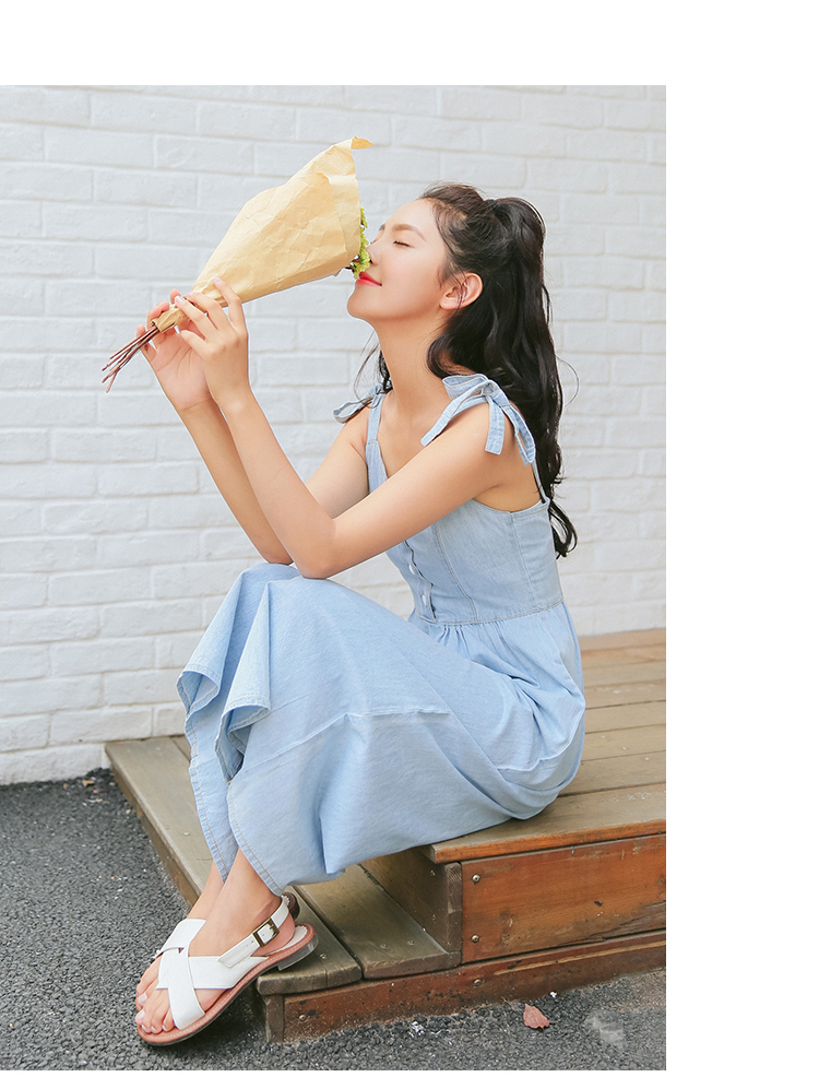 WP3849 Lovely Denim Jumpsuit Light Blue
