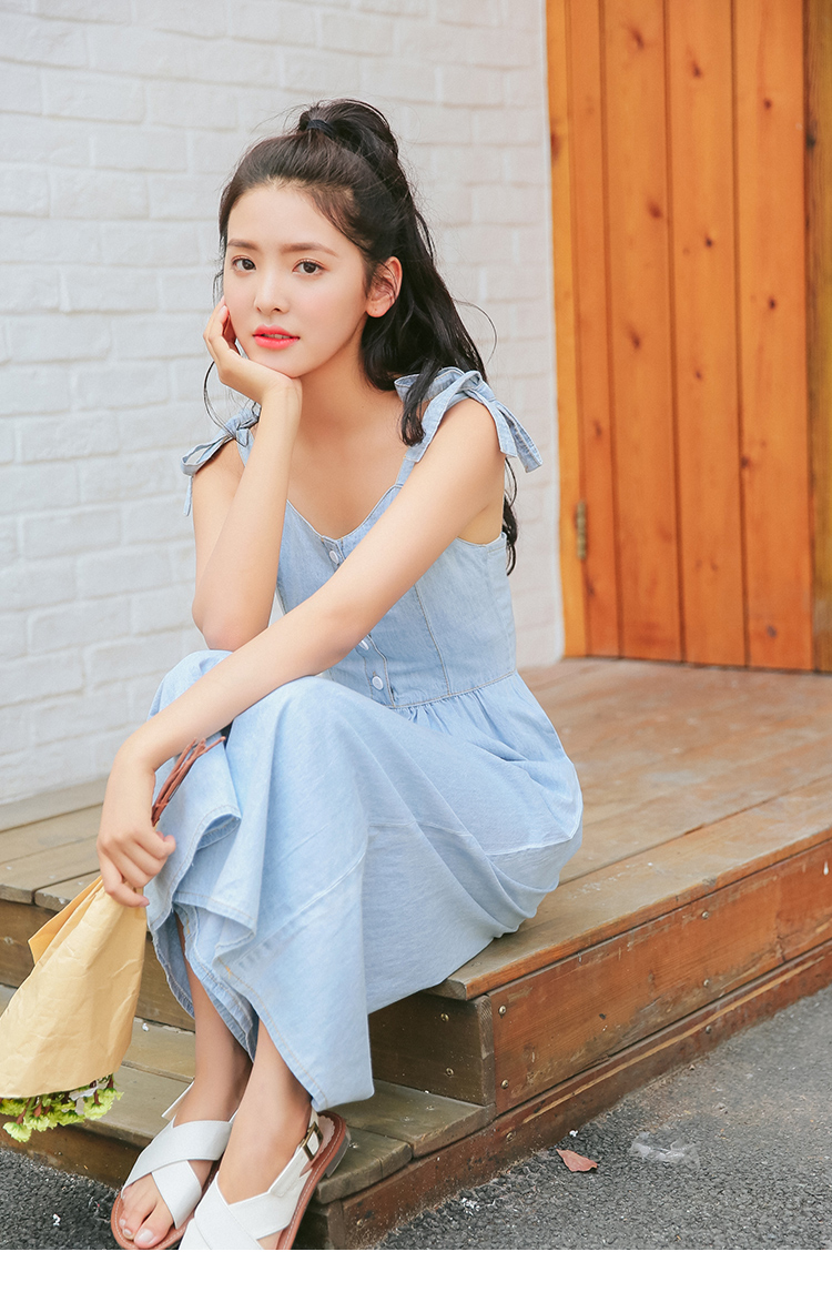 WP3849 Lovely Denim Jumpsuit Light Blue