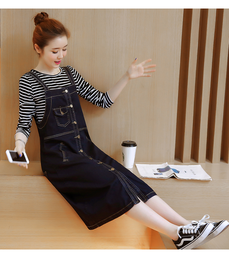 WD3850 Fashion Denim Dress Dark Blue