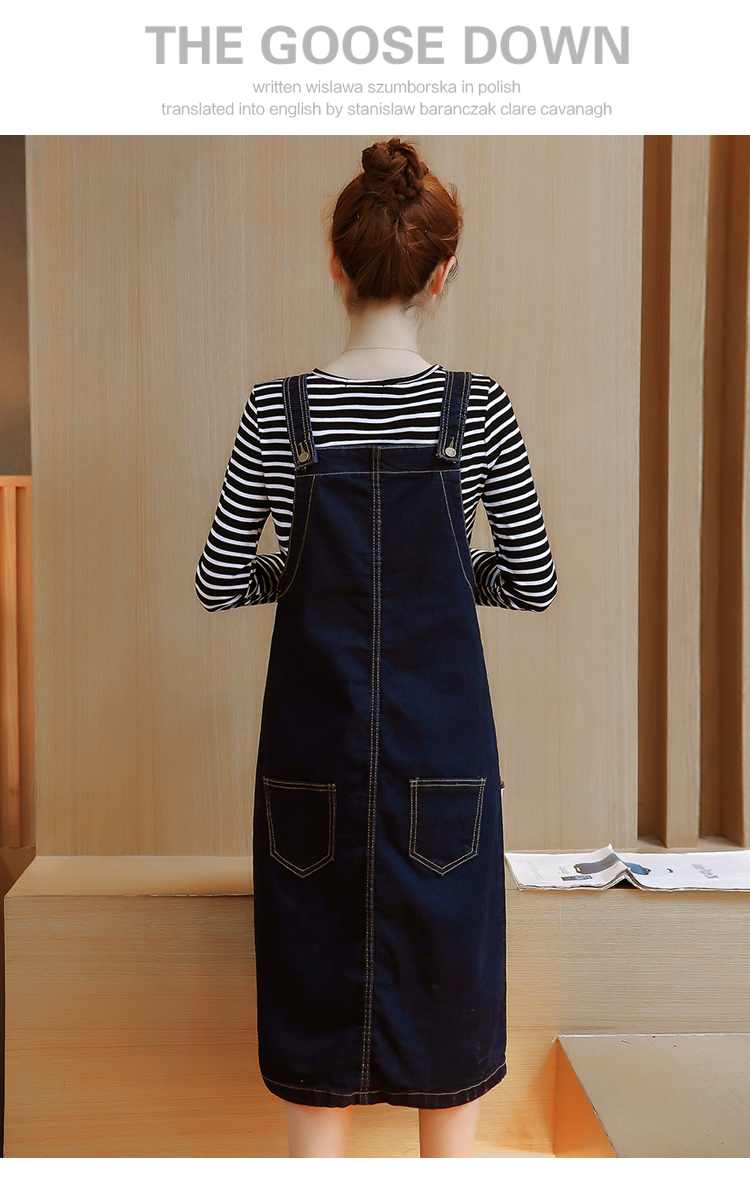 WD3850 Fashion Denim Dress Dark Blue