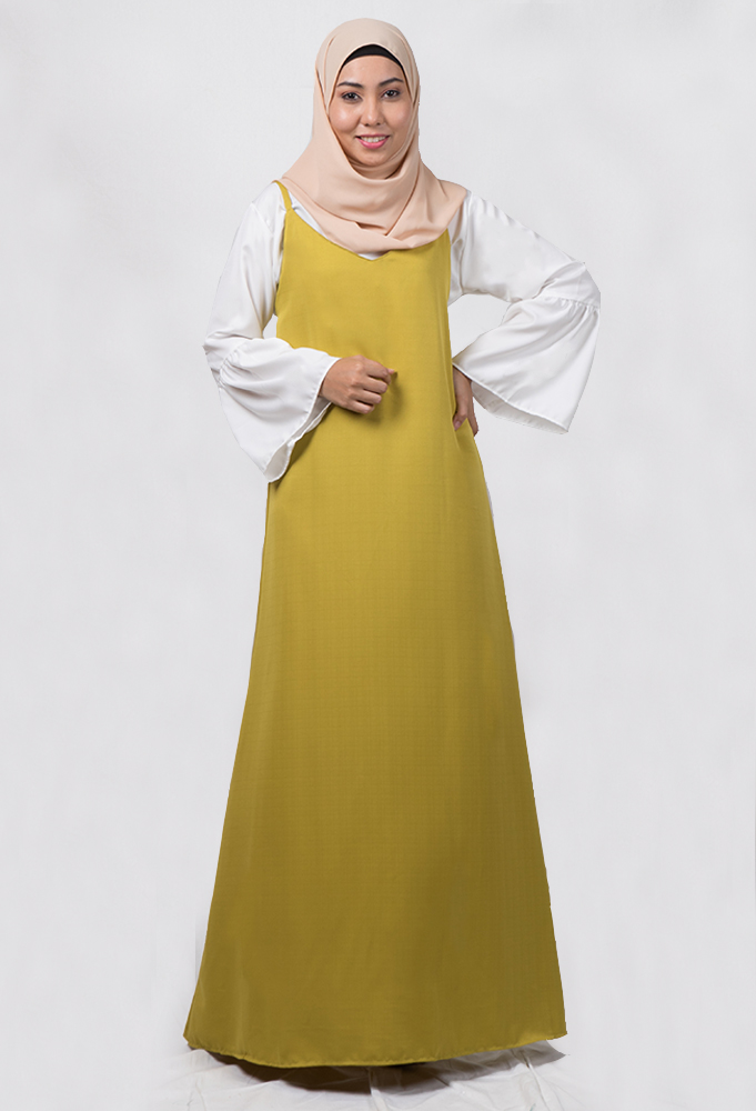 JW5019 Long Slip A-Cut Dress Mustard