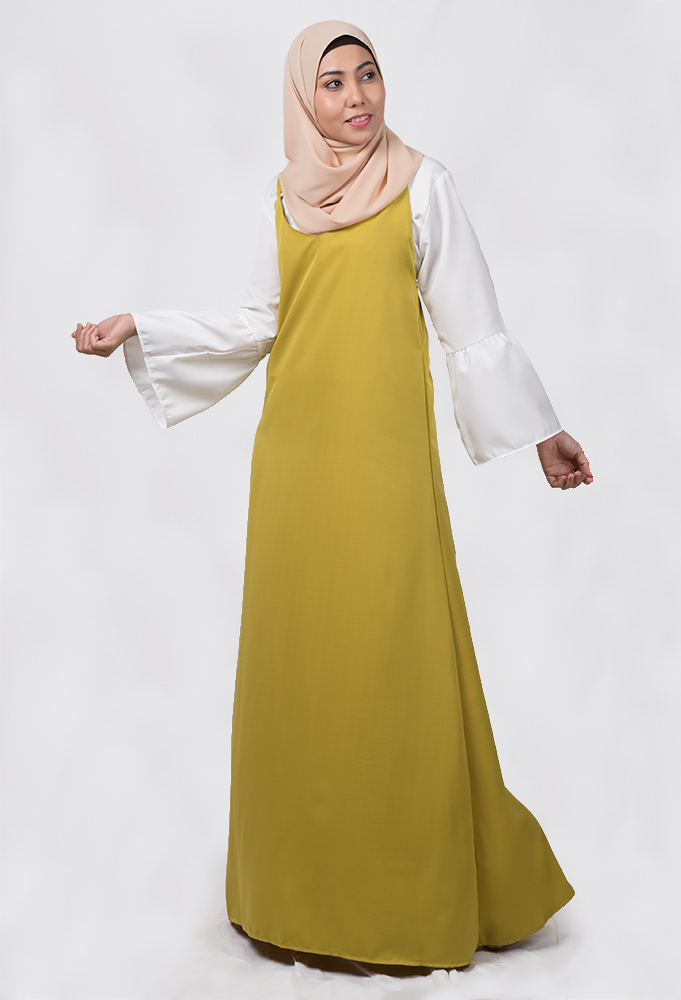 JW5019 Long Slip A-Cut Dress Mustard