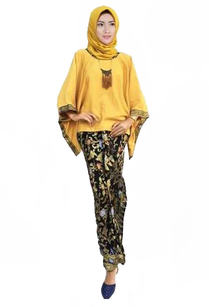 JW5016 Batwing Kaftan with songket skirt Yellow