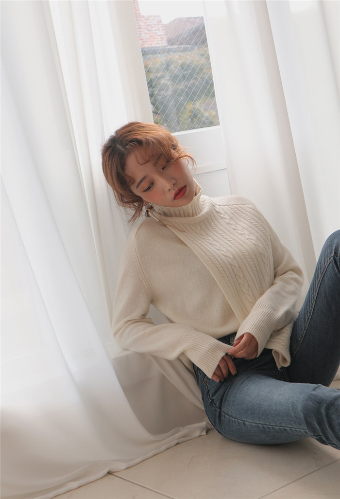 VW12106 Stylish Long Top Almond