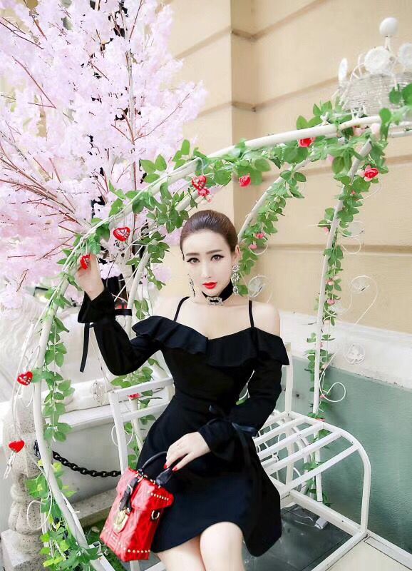 GW1971 Sexy Off Shoulder Dress Black