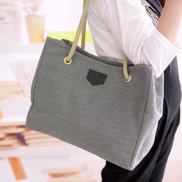 KW80181 Canvas Fashion Tote Bag Grey
