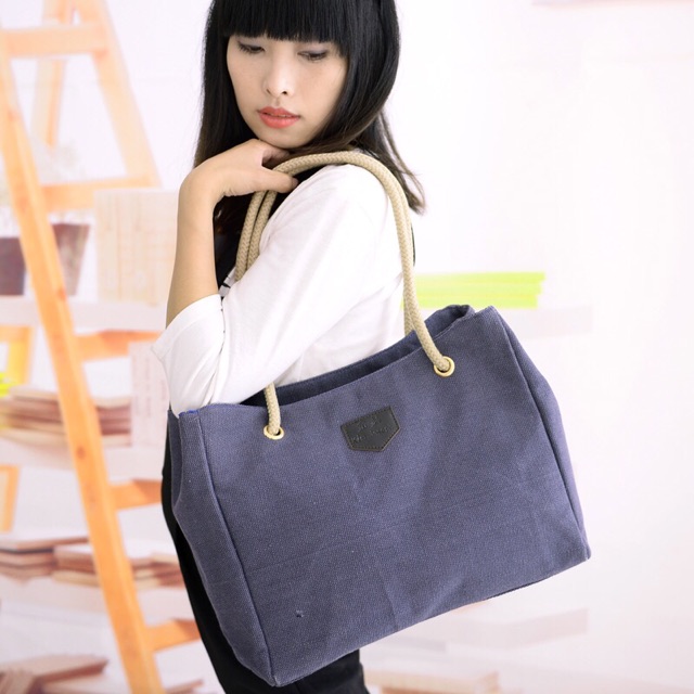 KW80181 Canvas Fashion Tote Bag Blue