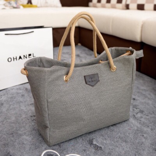KW80181 Canvas Fashion Tote Bag Grey