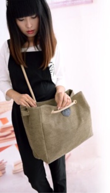 KW80181 Canvas Fashion Tote Bag Khaki