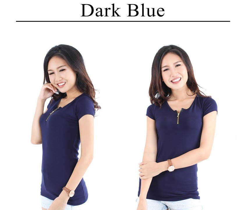 QA-224 Ladies Zipper Top Dark Blue