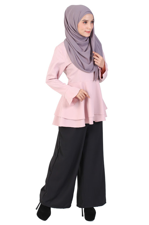 QA-236 Pretty Women Peplum Top Pink