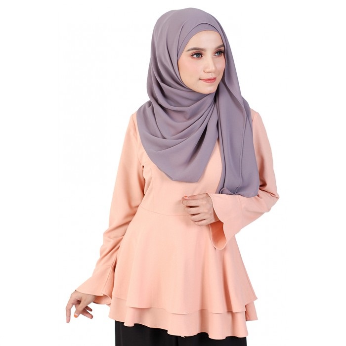 QA-236 Pretty Women Peplum Top Peach 